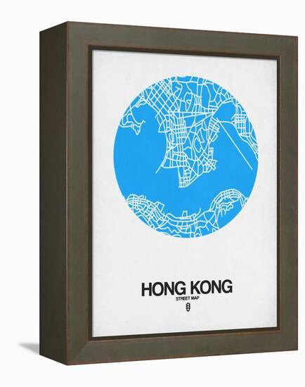 Hong Kong Street Map Blue-NaxArt-Framed Stretched Canvas