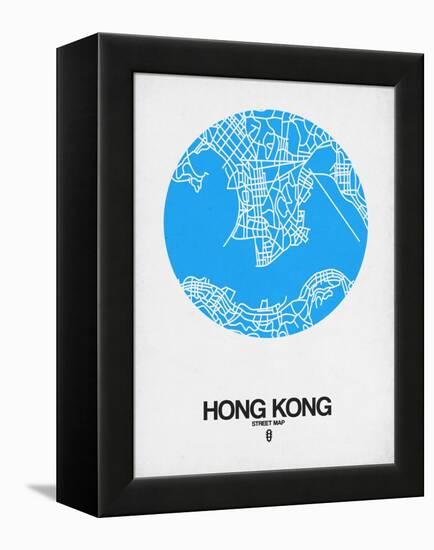 Hong Kong Street Map Blue-NaxArt-Framed Stretched Canvas