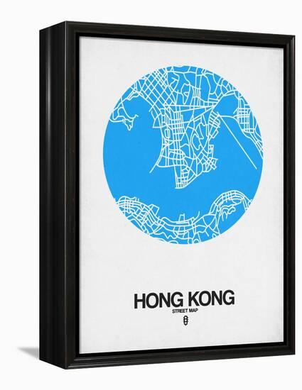 Hong Kong Street Map Blue-NaxArt-Framed Stretched Canvas