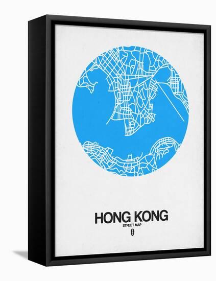 Hong Kong Street Map Blue-NaxArt-Framed Stretched Canvas