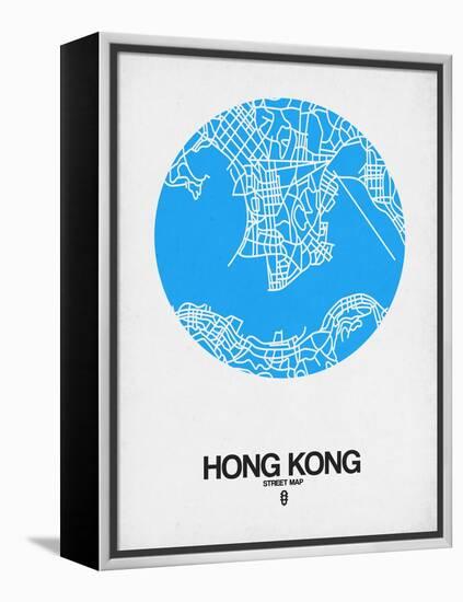 Hong Kong Street Map Blue-NaxArt-Framed Stretched Canvas