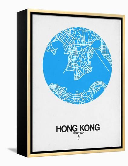 Hong Kong Street Map Blue-NaxArt-Framed Stretched Canvas