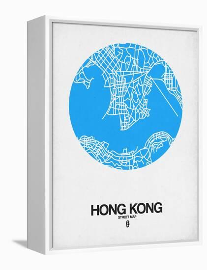 Hong Kong Street Map Blue-NaxArt-Framed Stretched Canvas