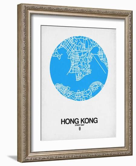 Hong Kong Street Map Blue-NaxArt-Framed Art Print