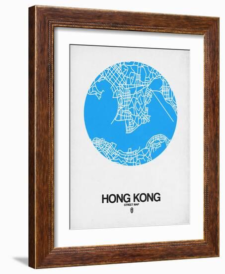 Hong Kong Street Map Blue-NaxArt-Framed Art Print