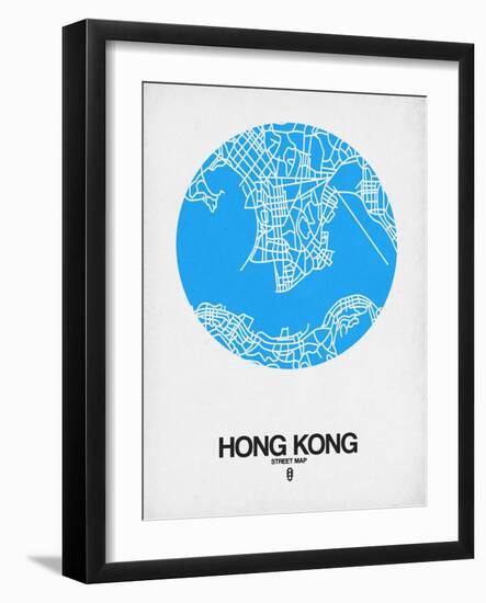 Hong Kong Street Map Blue-NaxArt-Framed Art Print
