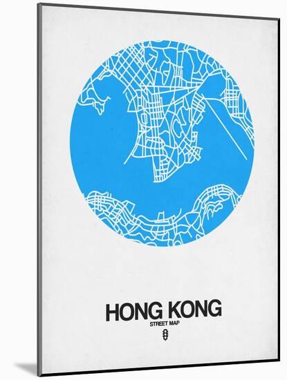 Hong Kong Street Map Blue-NaxArt-Mounted Art Print