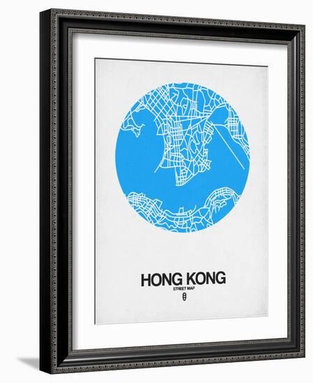 Hong Kong Street Map Blue-NaxArt-Framed Art Print