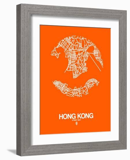 Hong Kong Street Map Orange-NaxArt-Framed Art Print