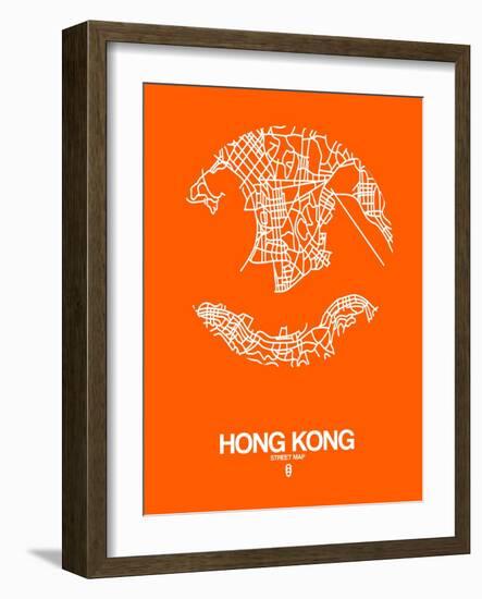 Hong Kong Street Map Orange-NaxArt-Framed Art Print