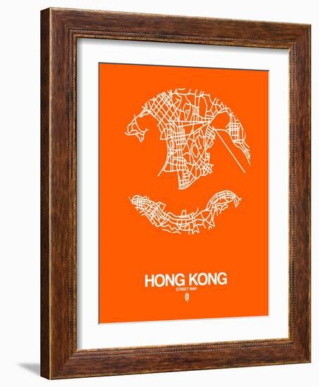 Hong Kong Street Map Orange-NaxArt-Framed Art Print