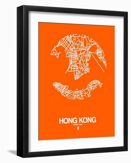 Hong Kong Street Map Orange-NaxArt-Framed Art Print