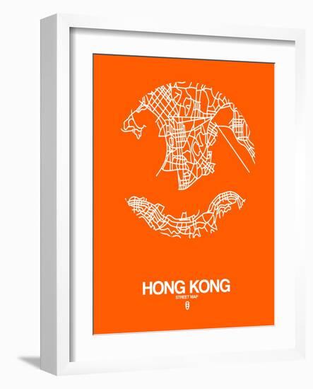 Hong Kong Street Map Orange-NaxArt-Framed Art Print