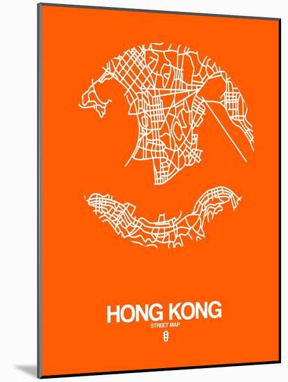 Hong Kong Street Map Orange-NaxArt-Mounted Art Print