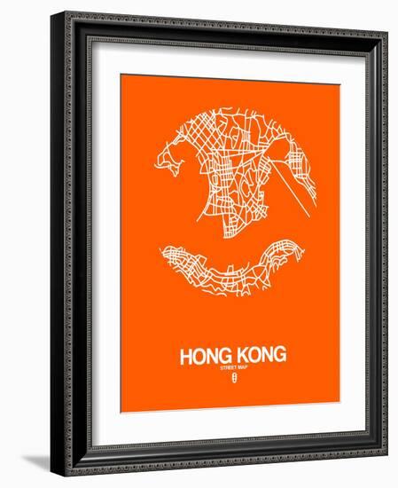 Hong Kong Street Map Orange-NaxArt-Framed Art Print