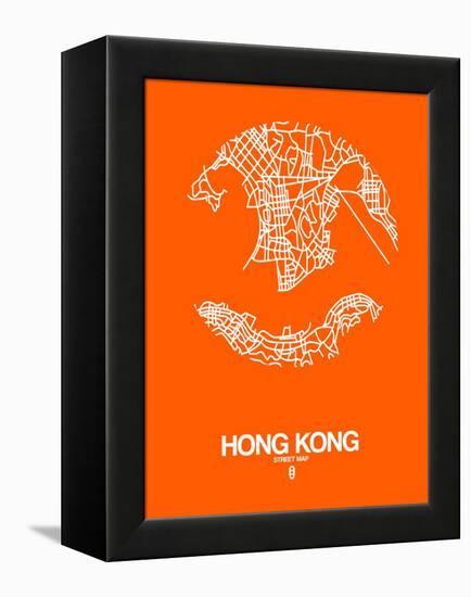 Hong Kong Street Map Orange-NaxArt-Framed Stretched Canvas