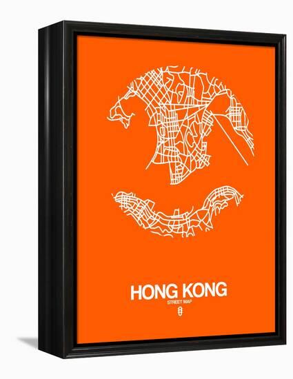 Hong Kong Street Map Orange-NaxArt-Framed Stretched Canvas