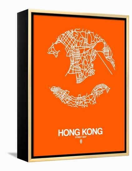 Hong Kong Street Map Orange-NaxArt-Framed Stretched Canvas