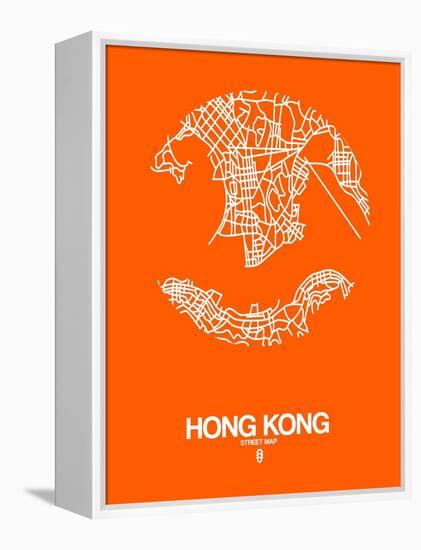 Hong Kong Street Map Orange-NaxArt-Framed Stretched Canvas