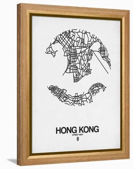 Hong Kong Street Map White-NaxArt-Framed Stretched Canvas