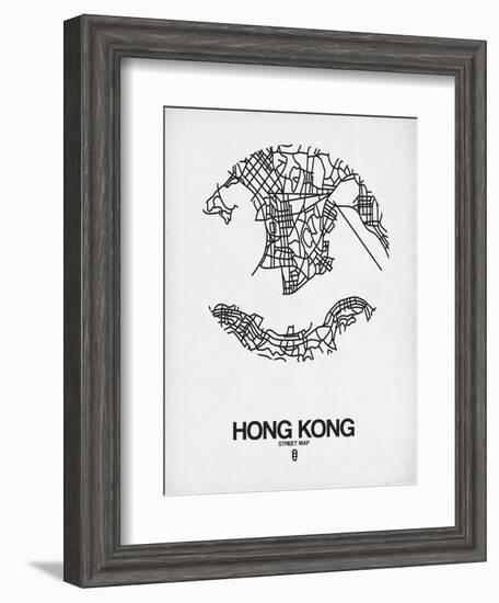 Hong Kong Street Map White-NaxArt-Framed Art Print