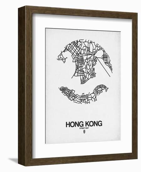 Hong Kong Street Map White-NaxArt-Framed Art Print