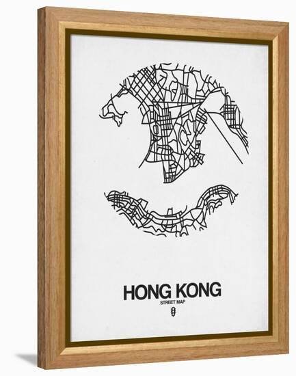 Hong Kong Street Map White-null-Framed Stretched Canvas