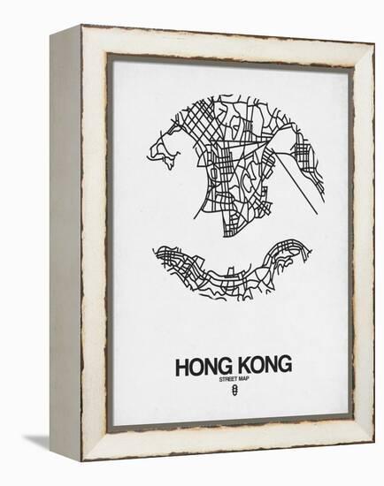 Hong Kong Street Map White-null-Framed Stretched Canvas