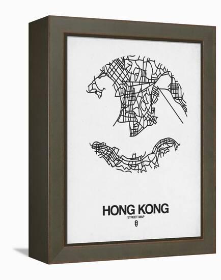 Hong Kong Street Map White-null-Framed Stretched Canvas