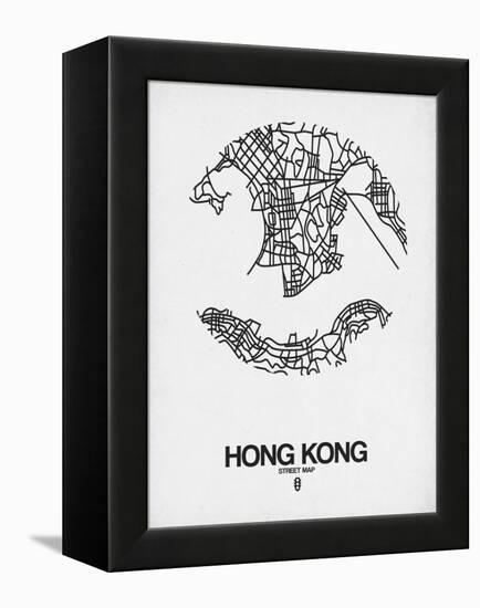 Hong Kong Street Map White-null-Framed Stretched Canvas