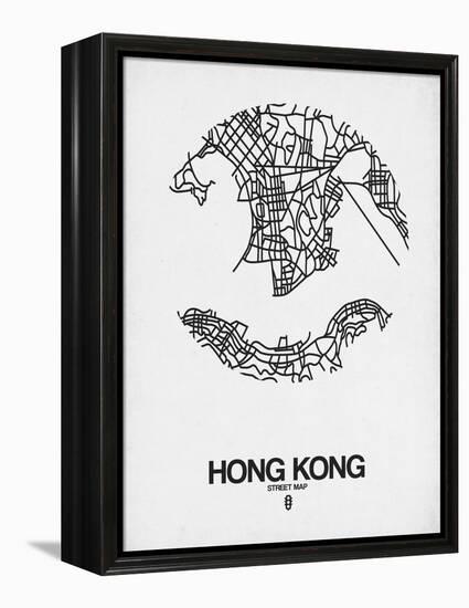 Hong Kong Street Map White-null-Framed Stretched Canvas