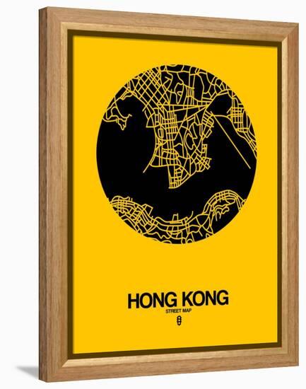 Hong Kong Street Map Yellow-NaxArt-Framed Stretched Canvas