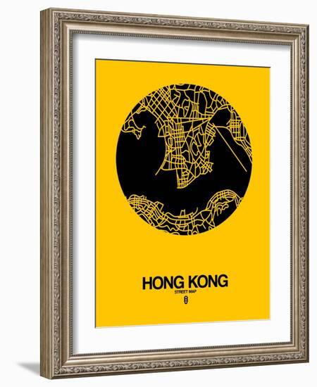 Hong Kong Street Map Yellow-NaxArt-Framed Art Print