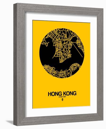 Hong Kong Street Map Yellow-NaxArt-Framed Art Print