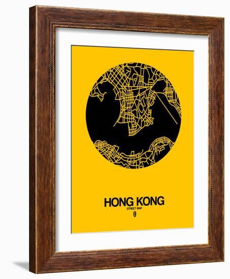 Hong Kong Street Map Yellow-NaxArt-Framed Art Print