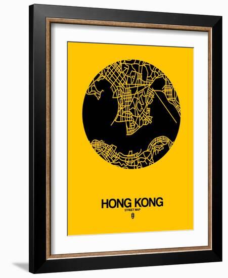 Hong Kong Street Map Yellow-NaxArt-Framed Art Print