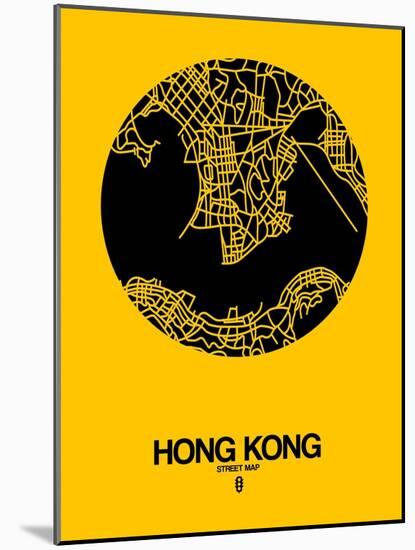 Hong Kong Street Map Yellow-NaxArt-Mounted Art Print