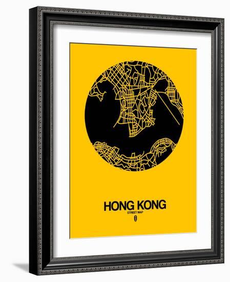 Hong Kong Street Map Yellow-NaxArt-Framed Art Print