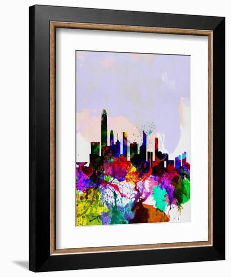 Hong Kong Watercolor Skyline-NaxArt-Framed Art Print