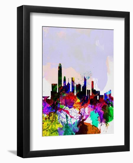 Hong Kong Watercolor Skyline-NaxArt-Framed Art Print