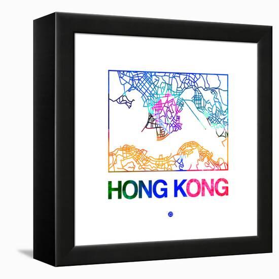 Hong Kong Watercolor Street Map-NaxArt-Framed Stretched Canvas