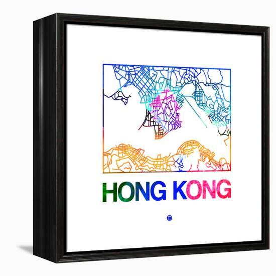 Hong Kong Watercolor Street Map-NaxArt-Framed Stretched Canvas
