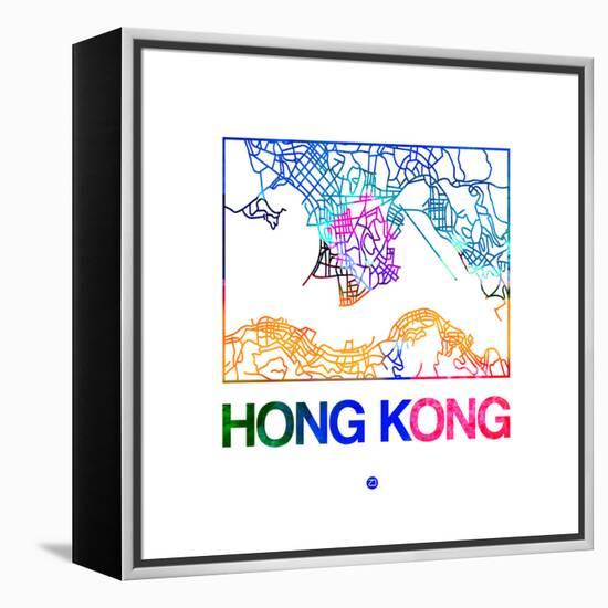 Hong Kong Watercolor Street Map-NaxArt-Framed Stretched Canvas