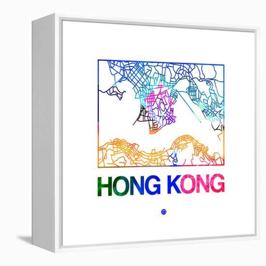 Hong Kong Watercolor Street Map-NaxArt-Framed Stretched Canvas