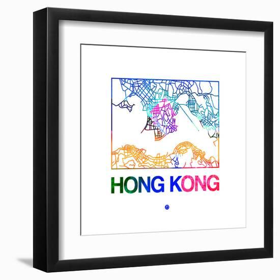 Hong Kong Watercolor Street Map-NaxArt-Framed Art Print