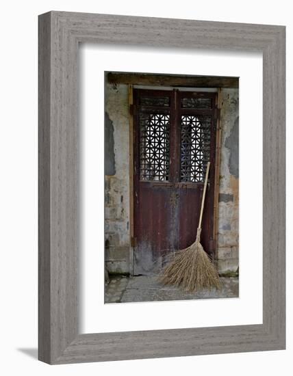Hongcun Villiage, Doorway with Broom, China, UNESCO-Darrell Gulin-Framed Photographic Print