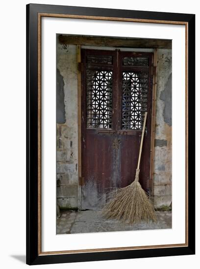 Hongcun Villiage, Doorway with Broom, China, UNESCO-Darrell Gulin-Framed Photographic Print