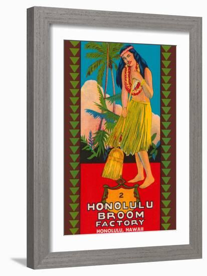 Honolulu Broom Factory Broom Label-null-Framed Art Print