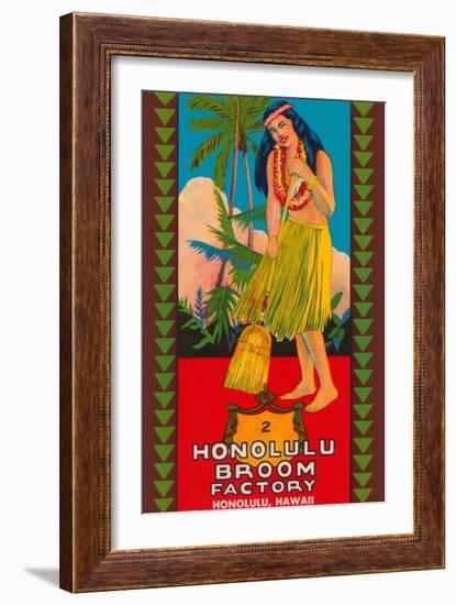 Honolulu Broom Factory Broom Label-null-Framed Art Print