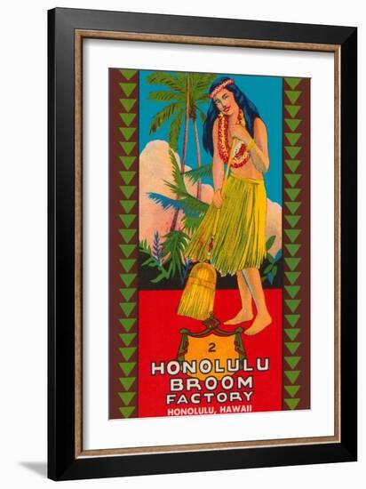 Honolulu Broom Factory Broom Label-null-Framed Art Print